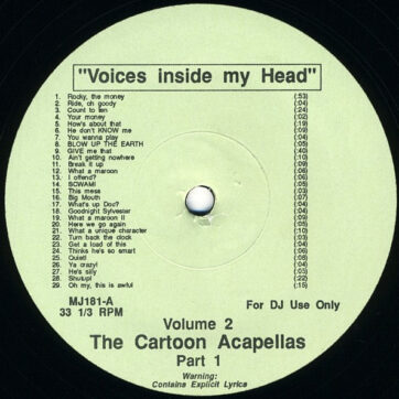 No Artist - Voices Inside My Head - Volume 2 The Cartoon Acapellas Part 1 (12", Promo, Unofficial)