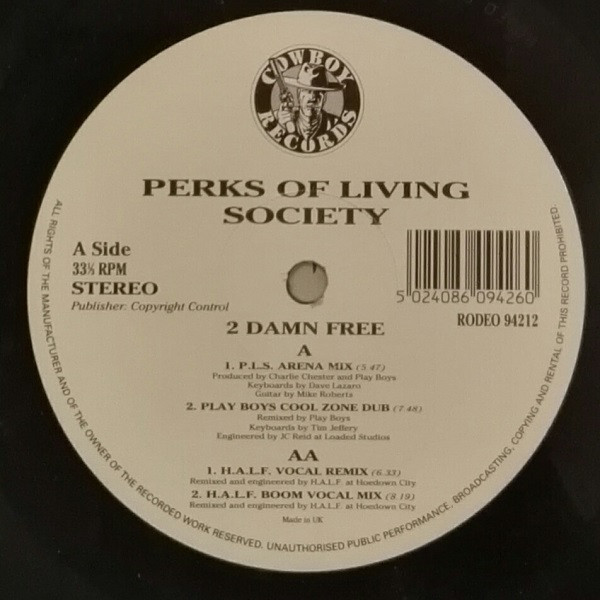 Perks Of Living Society - 2 Damn Free (12") - Image 2